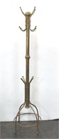 Antique Brass Floor Standing Coat Rack/ Hat Rack