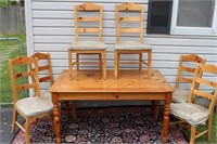 Wood Table & 6 Chairs