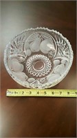 Glass bowl, leaded, etched, nice