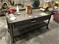 Metal Work Bench w/ Vise and Drawers