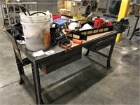 Metal Work Bench 6' W/ Vise and Drawers