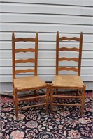 2 Ladderback Woven Bottom Chairs