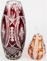 Bohemian Glass Vase & Crystal Candy Dish