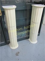 2 COLUMN PEDESTALS WITH INSET GLASS SHELVING