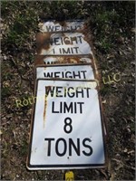 (5) "WEIGHT LIMIT 8 TONS" ROAD SIGNS