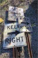 (3) KEEP RIGHT SIGNS ON POSTS
