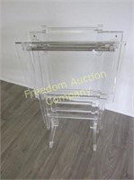 LUCITE TRAY TABLES AND STAND