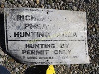 "RICHLAND CO. PHEASANT HUNTING AREA"  SIGN