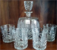 Pair of Crystal Decanter Sets, Glass Pitcher etc.