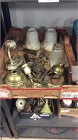 Box Of Lamp Parts And Wall Barometer As Is
