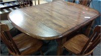 Wood Table  36" X 30" Plus Drop Leaves W 4 Chairs