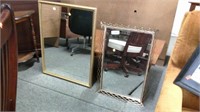 (2) Wall Mirrors  One With Retro Frame