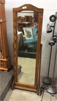 Oak Floor Mirror On Stand  68" Tall X 20" Wide