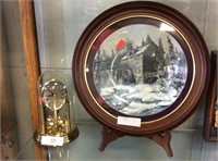 Anniversary Clock  And Framed Collector Plate