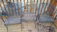 Pair of Metal Patio Chairs and Beverage Table
