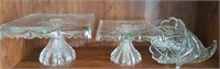 Pair of Shannon Crystal Cake Plates and Cornacopia