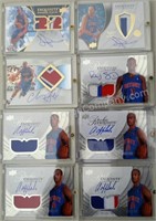 Group of 8 Detroit Pistons Signed Basketball Cards