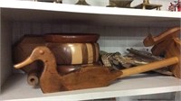 Items On Shelf  Wood Crafts,  Bird Houses Etc