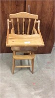 Wood High Chair With Tray