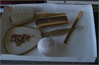 VINTAGE GOLD COLORED WOMAN'S VANITY SET