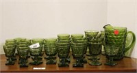 Selection of Vintage Green Glass Stemware