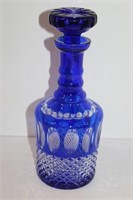 Cobalt Cut to Clear Decanter