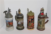 German Steins with Decorative Tops
