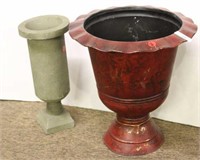 Red Metal Planter & Lightweight Vase