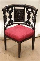 Vintage Ornate Carved Corner Chair
