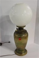 Unique Parlor Lamp with Milk Glass Globe