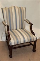 Nicely Carved Arm Chair with Striped