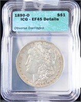 Morgan Silver Dollar 1890 O EF45