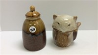 2 LIDDED JARS