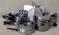 Pots and pans, cookie sheets, mini muffin tins,