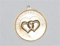 French 14K Gold Medallion "Locked Hearts"