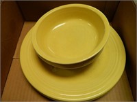 VINTAGE HLC FIESTA WARE BOWLS AND PLATES-YELLOW