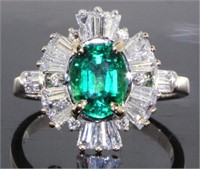 18kt Gold 1.89 ct Oval Emerald & Diamond Ring