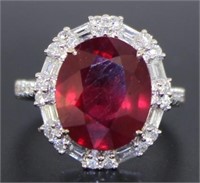 18kt Gold 7.46 ct Oval Ruby & Diamond Ring