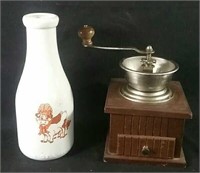 Coffee grinder and milk jug