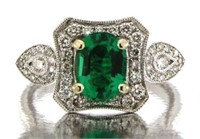 14kt Gold 1.62 ct Oval Emerald & Diamond Ring