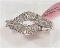 10R- sterling rhodium 66 diamond ring -$1,361