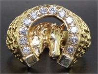 14kt Gold Men's 1.00 ct Diamond Horse Ring *HEAVY