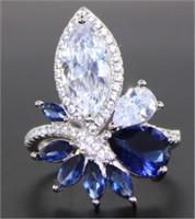 Antique Style 4.33 ct Blue-White Sapphire Ring