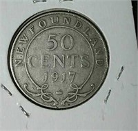 1917C Newfoundland silver half dollar