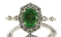 14kt Gold 1.90 ct Oval Emerald & Diamond Ring