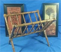 Vintage magazine stand 21" x 17" x 18"  & pictures