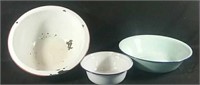 Three enamel bowls