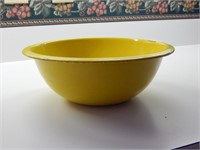 Vintage Yellow Enameled Metal Mixing Bowl