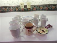 Lot of 10 Mugs, 2 Bowls and Spoon Rest