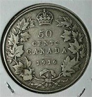 1916 Canada silver half dollar